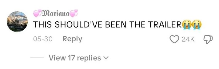 TikTok comment under a Lionsgate edit